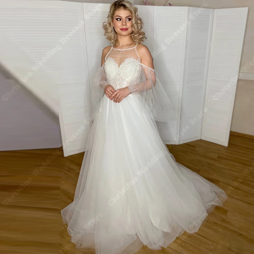 

Luxurious shining A-Line Wedding Dresses Sexy Sleeveless Backless Tulle Bridal Gowns Banquet Vestidos De Novias 2026 Customized