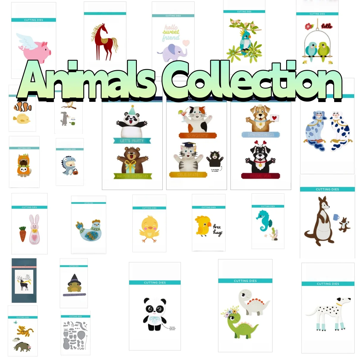 

Animals Collection Bear Cat Dog Kanga Horse Birds Panda Metal Cutting Dies for DIY Scrapbook Craft Decoration Embossing New