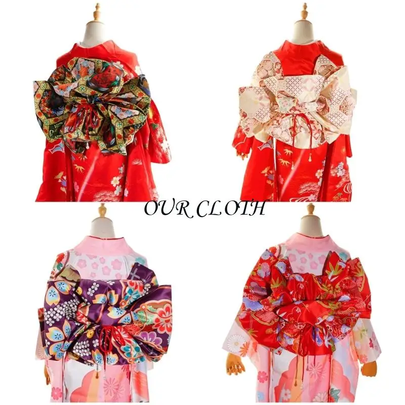

Decorative Waist Tie for Japanese Kimono Large Butterfly Bowknot Belt Cultural Costume Accessory 1.35m Length Y1AC