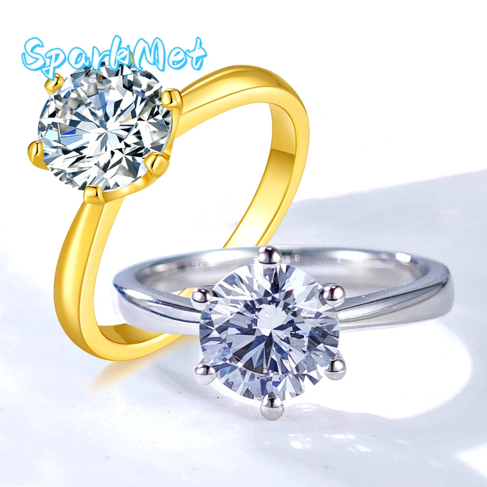 

SparkMet 100% Really D Moissanite Ring 1-3ct with Certificate Passed Diamond Test Rings Women Wedding Jewelry Gift S925 Silver