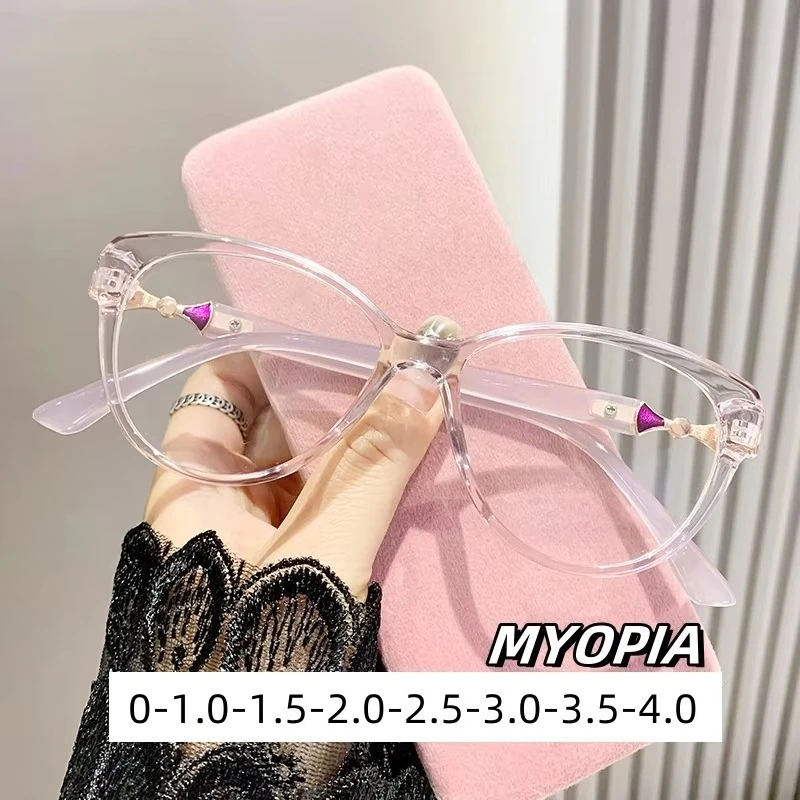 Multi-color Oversized Round Myopia Glasses Men Women Large Frame Fashion Near Sight Eyeglasses Diopter 0-1.0-1.5-2.0-2.5-3.0-4.0