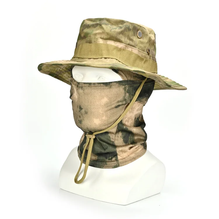 Fishing Hats for Men with Cooling Neck Gaiter Set Wide Brim Boonie Bucket Sun Hats for Men Women Hunting Mesh Beach Cap