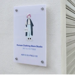 Modern Acrylic Shop Plaque Company Signboard Store Door Plate Customize Business Logo Icon Name Slogan Address Letter Open Close