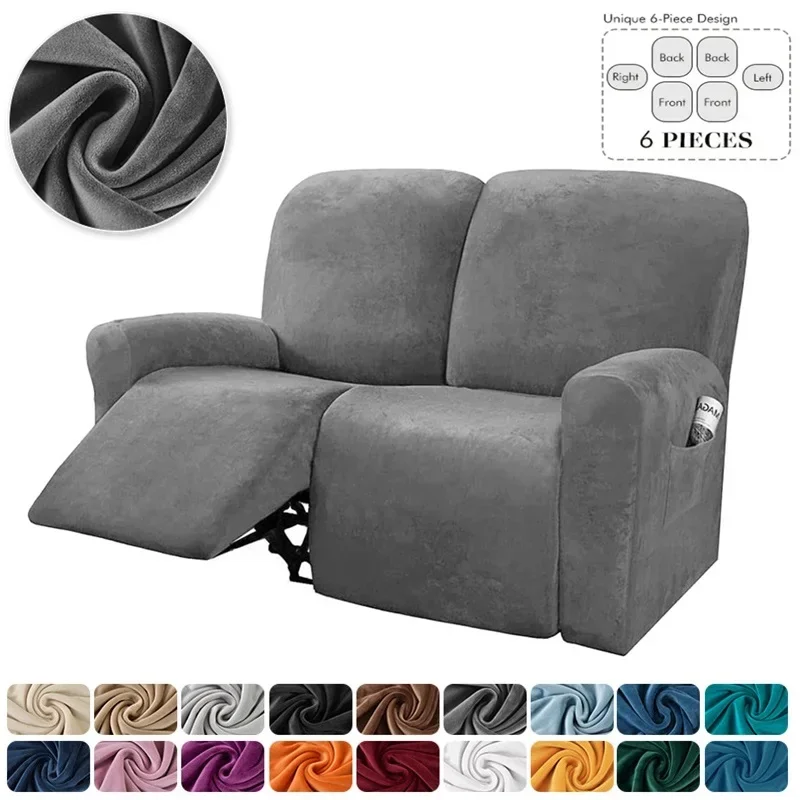 2 Seater Velvet Recliner Sofa Cover Elastic Sofa Protector Lazy Boy Relax Armchair Covers Loveseat Stretch Slipcovers for Home