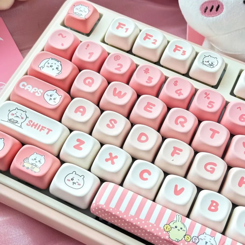 Kawaii MOA PBT Cartoon Pink Gee 123-Tasten-Tastaturkappen-Set für mechanische Tastatur 66/68/86/96/98/104