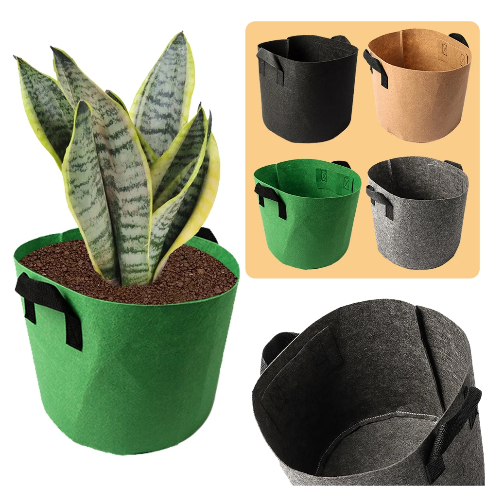 3/5/7/10Gallon 4Style Flower Potting Container Nonwoven Fabric Felt Plant Strong Grow Bag Durable Eco-friendly Maintain Humidity