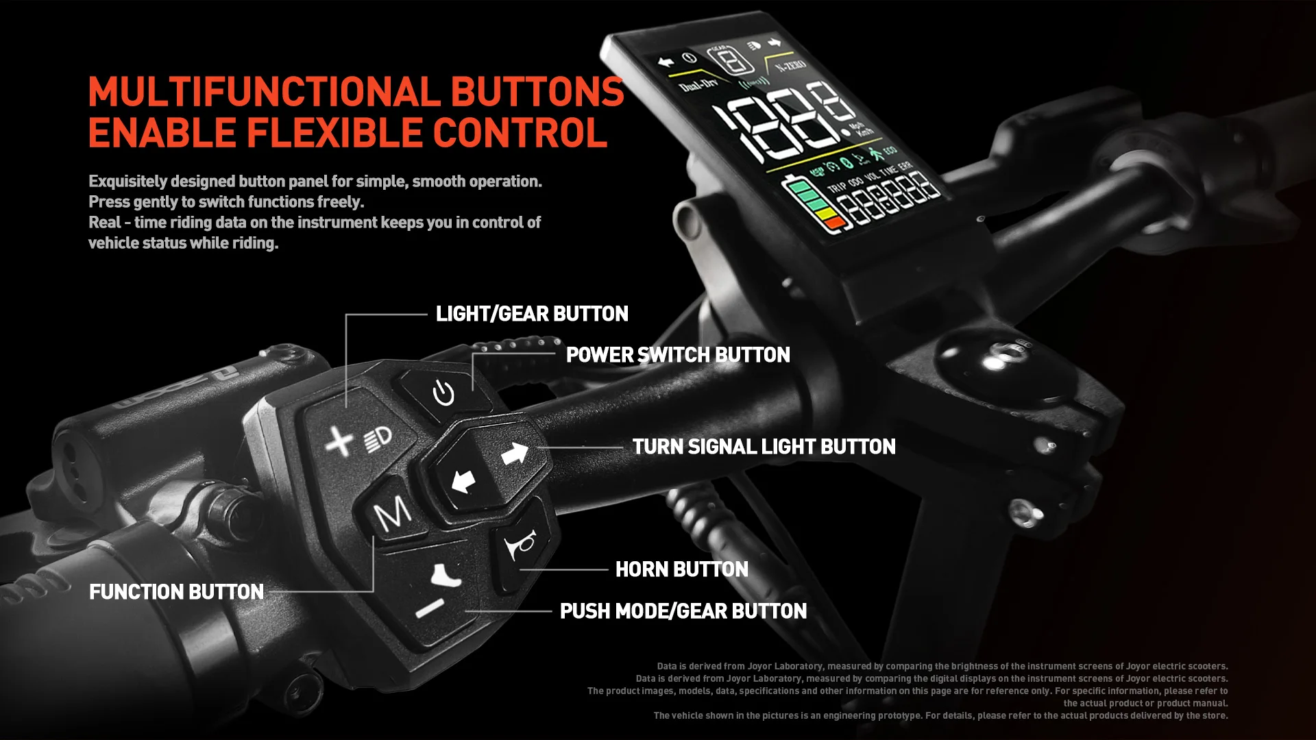 JOYOR T10 Elektroroller für Erwachsene, 60V18AH Akku, 10-Zoll-Offroad-Reifen, All-Terrain-Elektroroller – Detail 11