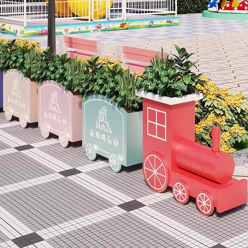 Internet celebrity style creative flower box cartoon children's fun green plant box outdoor partition shopping mall pedestrian