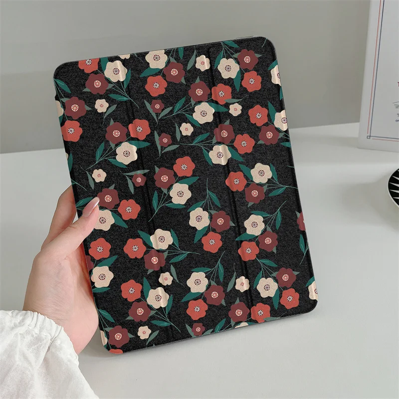 

Чехол с милым цветком для Apple iPad Pro 2024 11 дюймов Air5/4 10,9 iPad 10/7/8/9 9,7 Air 3 10,2/10,5 дюйма, мини 6/5, чехол с держателем для ручки