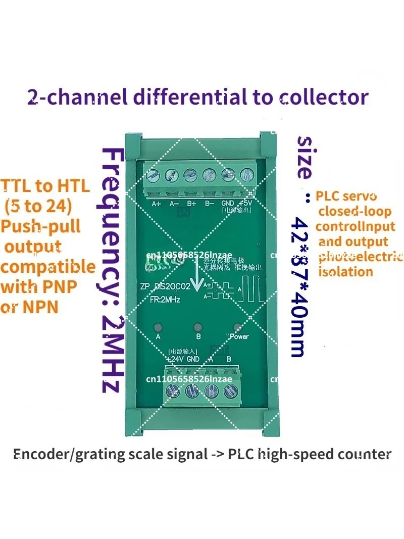 Differential to Single-Ended Converter Encoder Signal TTL to HTL 5-24V