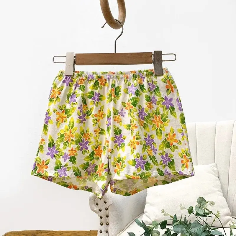 Shorts Women's Bottoms Cotton Pants Floral Print Sleepwear Pants Womens Beach Shorts 2026 Summer Loose Shorts Thin Pajamas Women