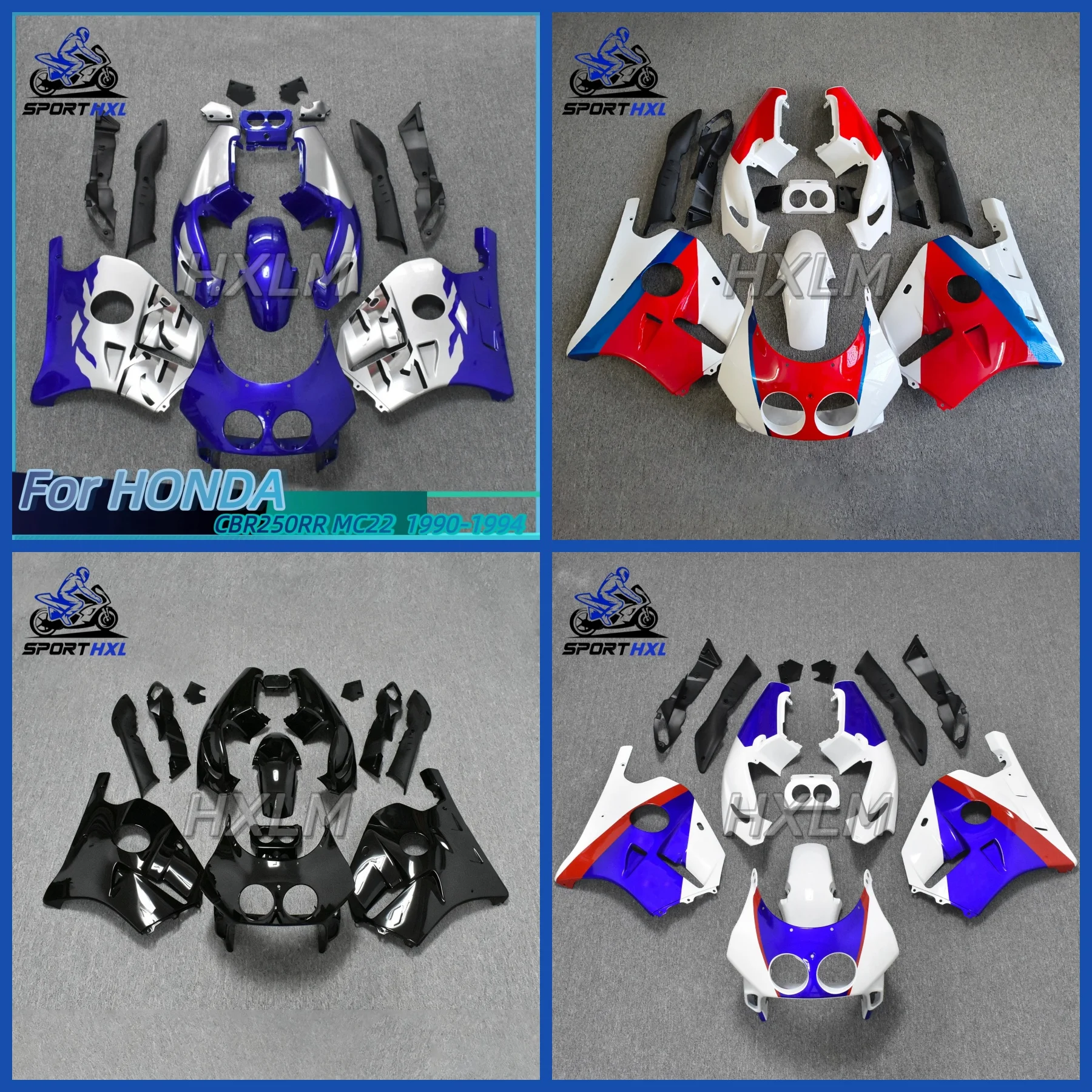 Custom Painted Motor Bike Fairings Kits RR CBR250 Full Bodywork Fairing Set Blue Silver Suitable For CBR250RR NC22 cbr 250rr MC2