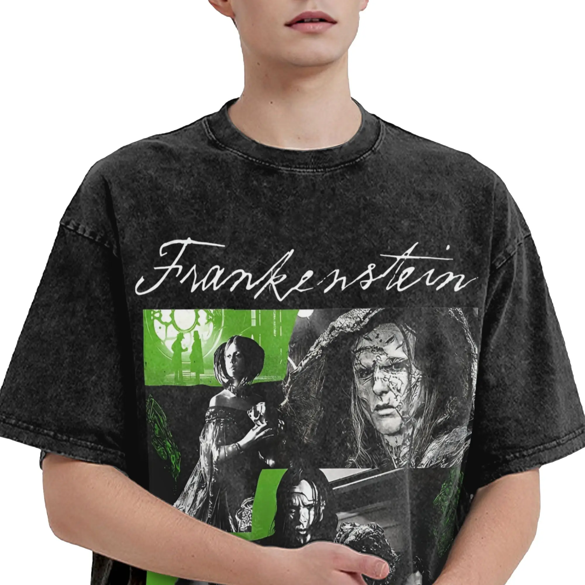 تي شيرت كلاسيكي مغسول للرجال والنساء من فيلم فرانكنشتاين 2025 قميص مطبوع تي شيرت كبير الحجم #3