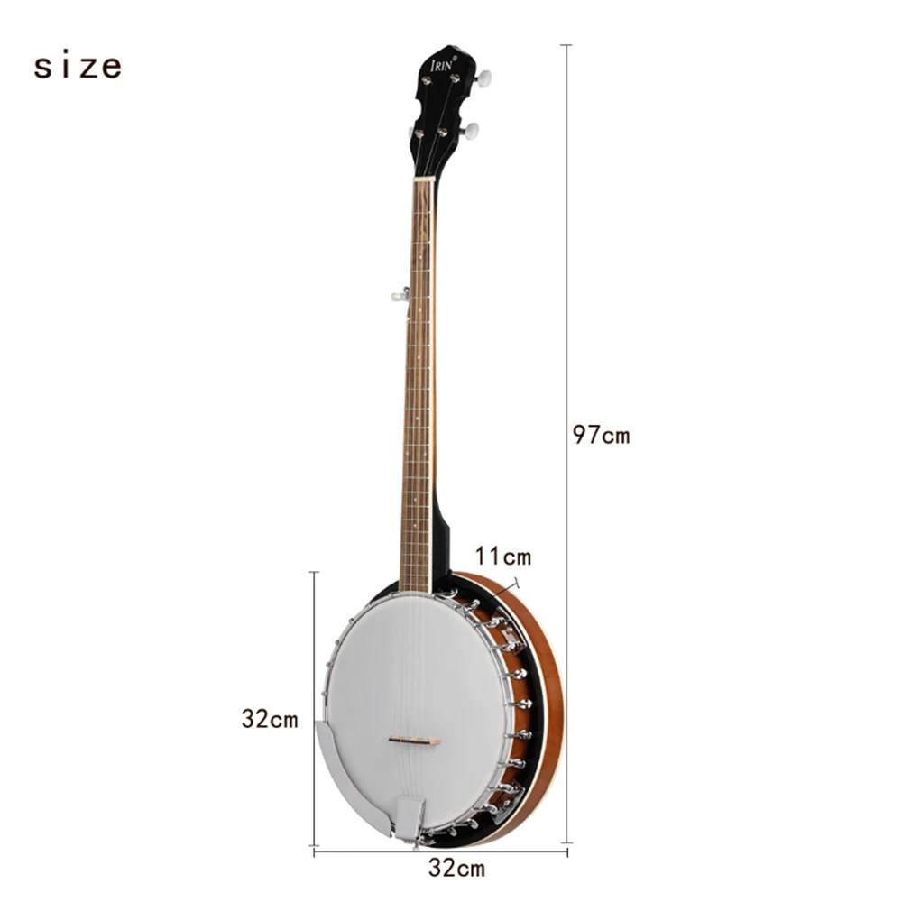 IRIN 5 Strings Banjo 22 Frets Beginner 5 Strings Guitar 6-string Banjo Adult Guitar Playing with Banjo Bag Tuner Picks Strap