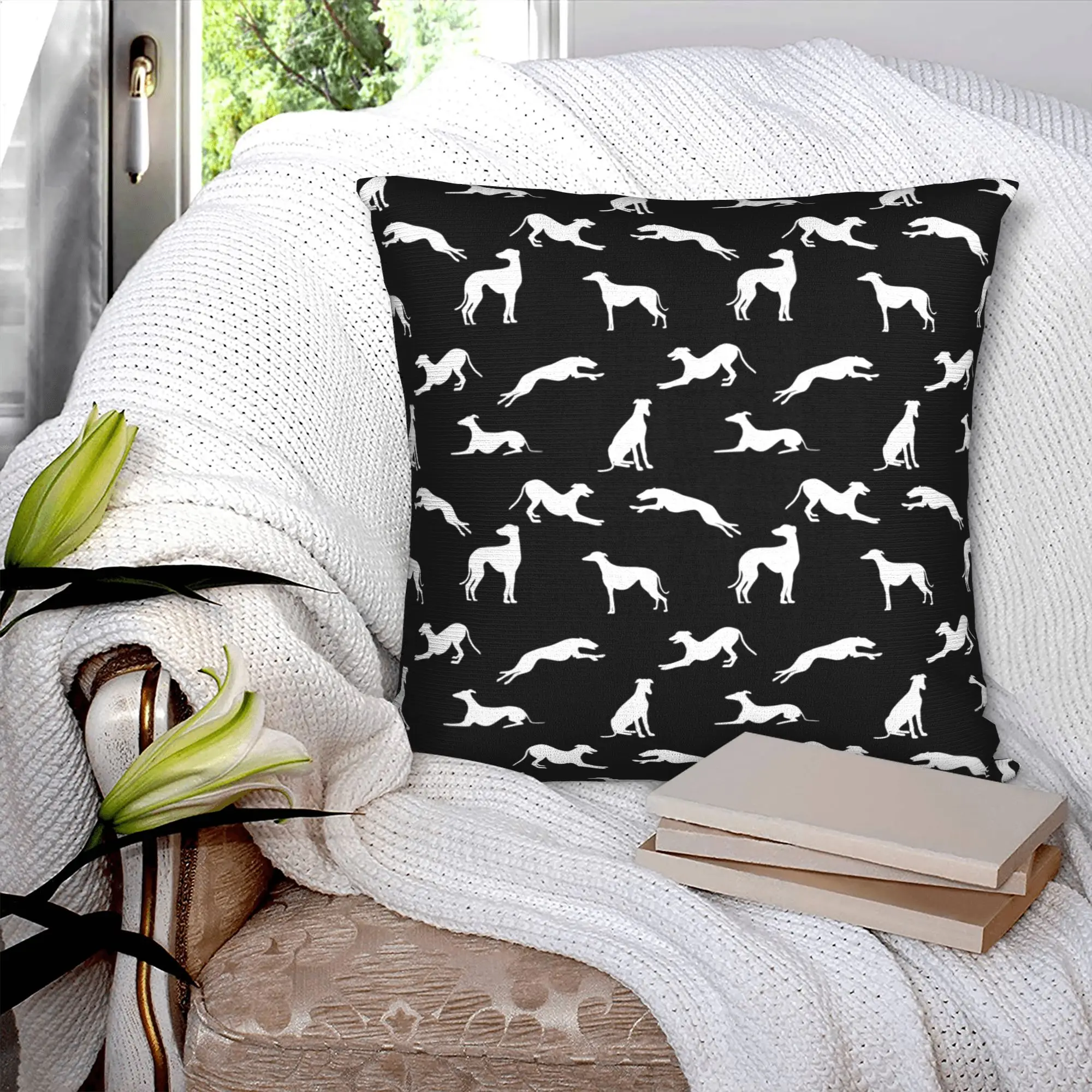 Greyhounds Pillow Decor Home Cute Whippet Sighthound DOg Cushions for Sofa Square Pillowcase