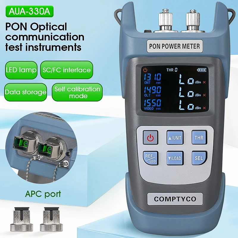 

COMPTYCO AUA-330A/U Порт APC/UPC (опционально) Измеритель мощности оптического волокна PON Тестер оптоволоконного PON FTTX/ONT/OLT 1310/1490/1550 нм