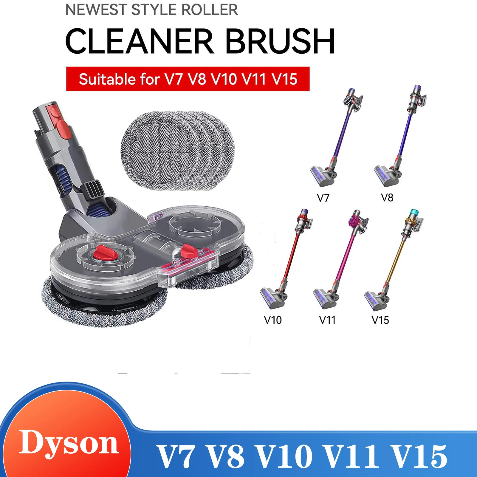 Spazzola elettrica per mop con serbatoio dell'acqua per Dyson V7 V8 V10 V11 V15 Aspirapolvere di ricambio per aspirapolvere riutilizzabili