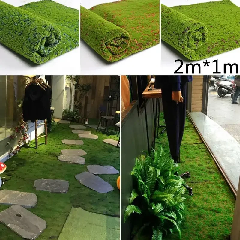 Kunstmatige Mos Nep Groene Planten Gras Voor Winkel Patio Muur Decor DIY Festival Bruiloft Decoratie Mat Tapijt Katoen 1M * 2M