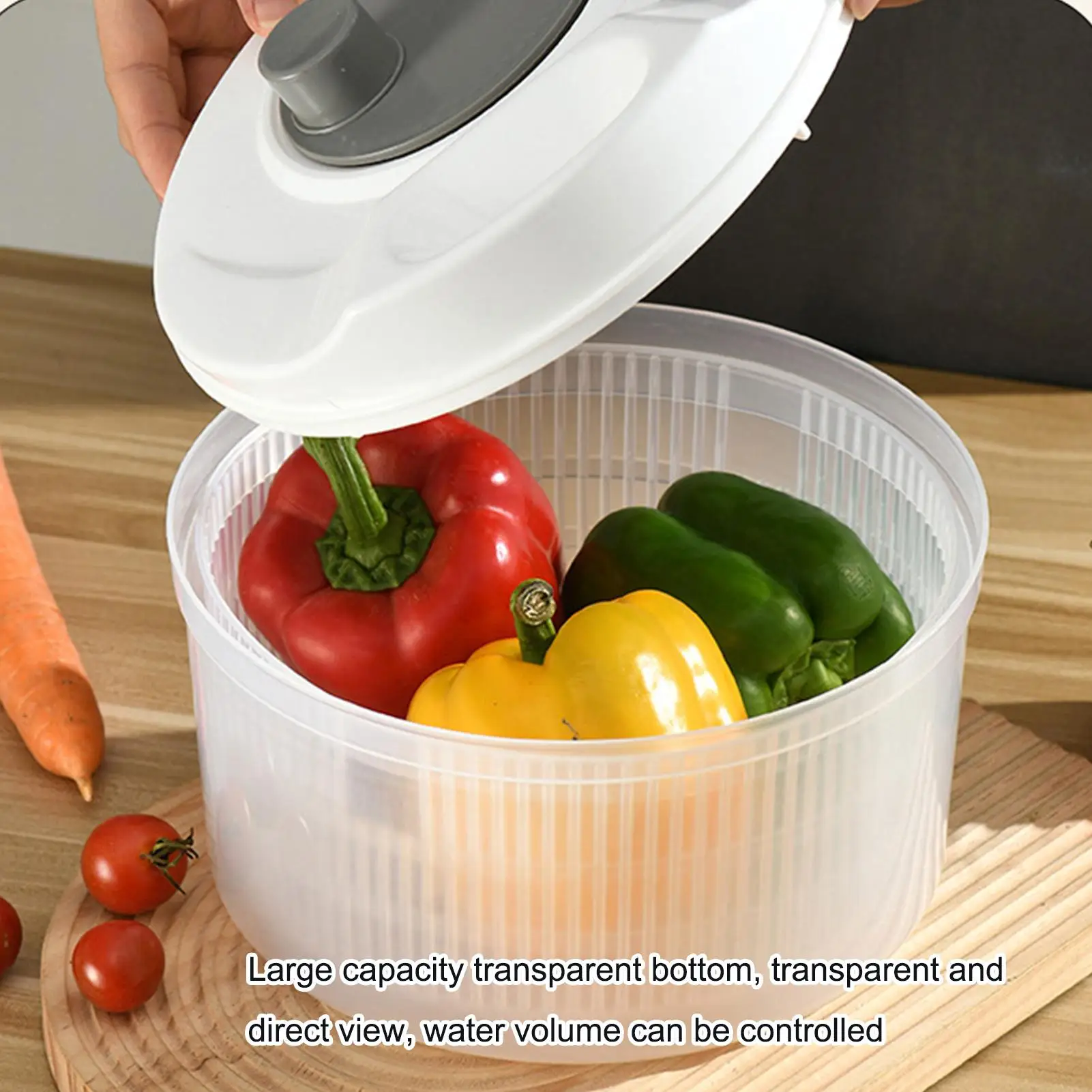 Salad Spinner Fruit Rinser Strainer Container Double-Layer Vegetable Washing Basket For Berries Home Cooks College Students