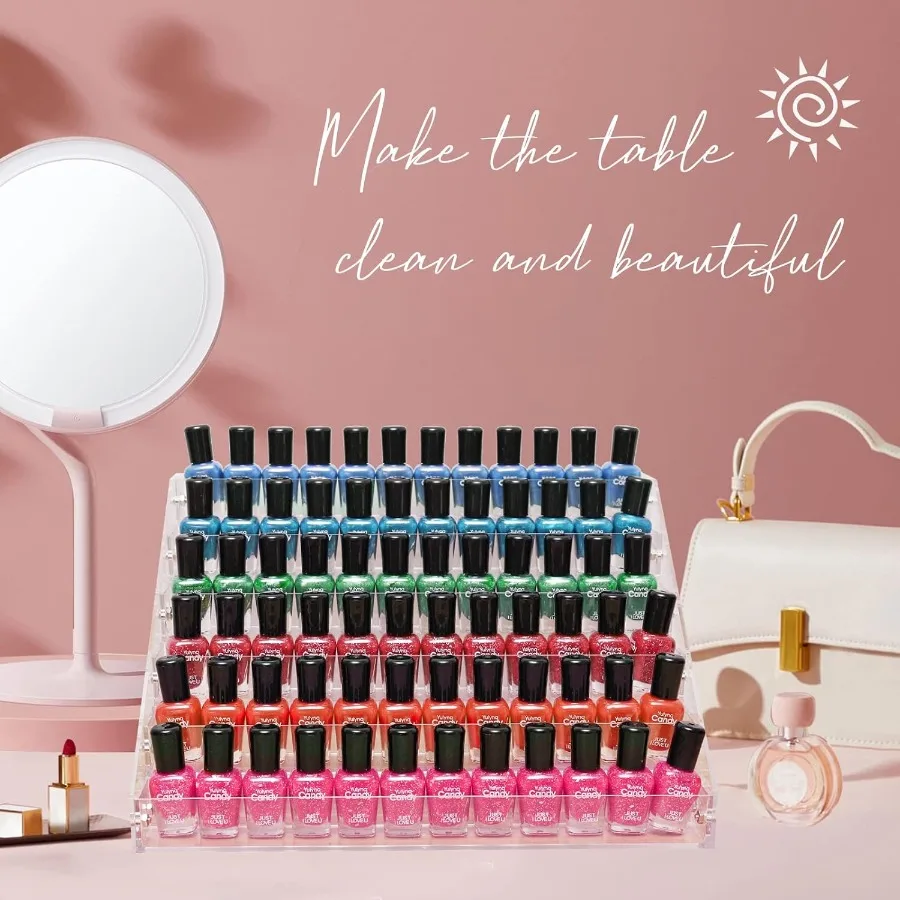 6Tier Acrylic Nail Polish Organizer Rack with Adjustable Shelves for Gel Nail Polish Storage Ideal for Makeup Bottles Essential