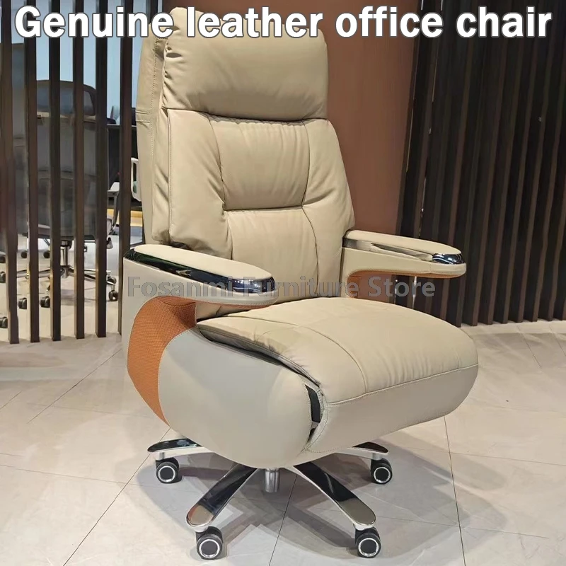 Ergonomic Office Chair With Lumbar Support Boss Executive Chair Back Adjustable Big Soft Leather Computer Chair With Swivel Seat