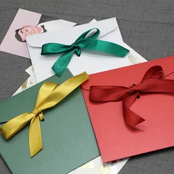 30pcs/lot Ribbon Envelope High-grade Pearl Paper Postcards 15x15cm Envelopes for Wedding Invitations Stationery Gift Packaging