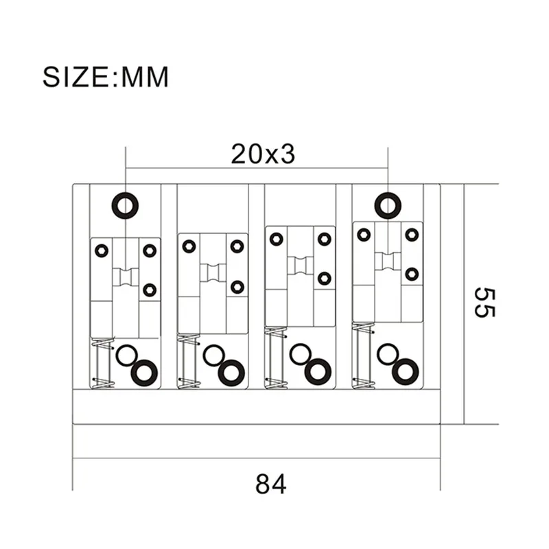1 Set 4 String Bass Fixed Bridge Body or Bottom Through Vintage Metal 84x55MM Bass Replacement Part