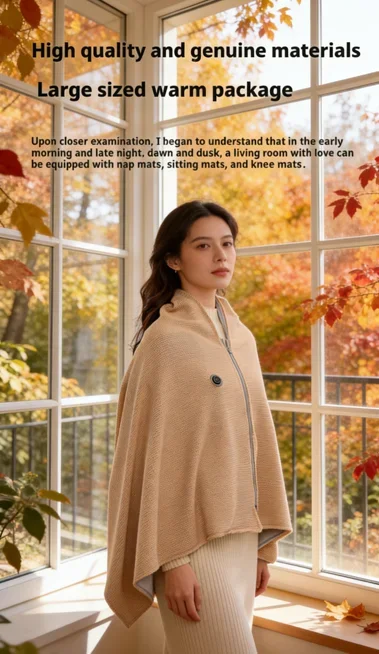 

Портативное электрическое одеяло-шаль с подогревом для зимнего тепла без лишней громоздкости - универсальный согревающий плед