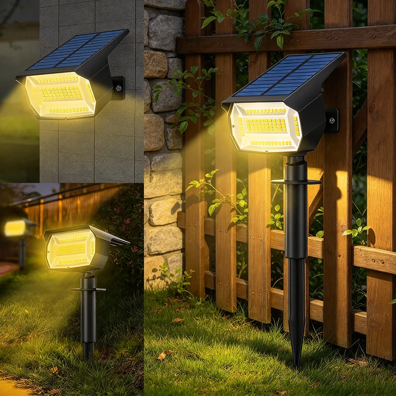 LED Solar Garden Spotlight, IP65 Waterproof Outdoor Landscape Light with 3 Lighting Modes for Lawn Yard Pathway