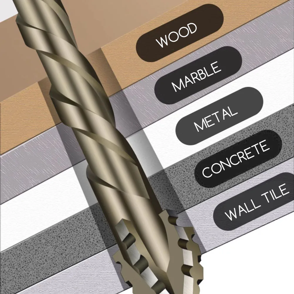 ดอกสว่าน ดอกสว่านแบบเยื้องศูนย์กลางความแข็งแรงสูง ชุดดอกสว่านเจาะแห้งความเร็วสูงที่มีประสิทธิภาพสำหรับกระเบื้องคอนกรีต/ไม้/อิฐ/แก้ว