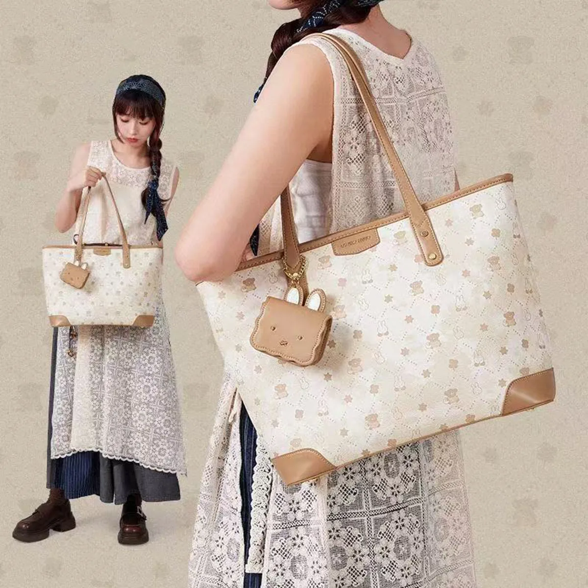 

Новая большая сумка Kawaii Miffy с рисунком Miffy Rabbit, студенческая сумка на одно плечо для поездок на работу и отдыха, универсальная и вместительная