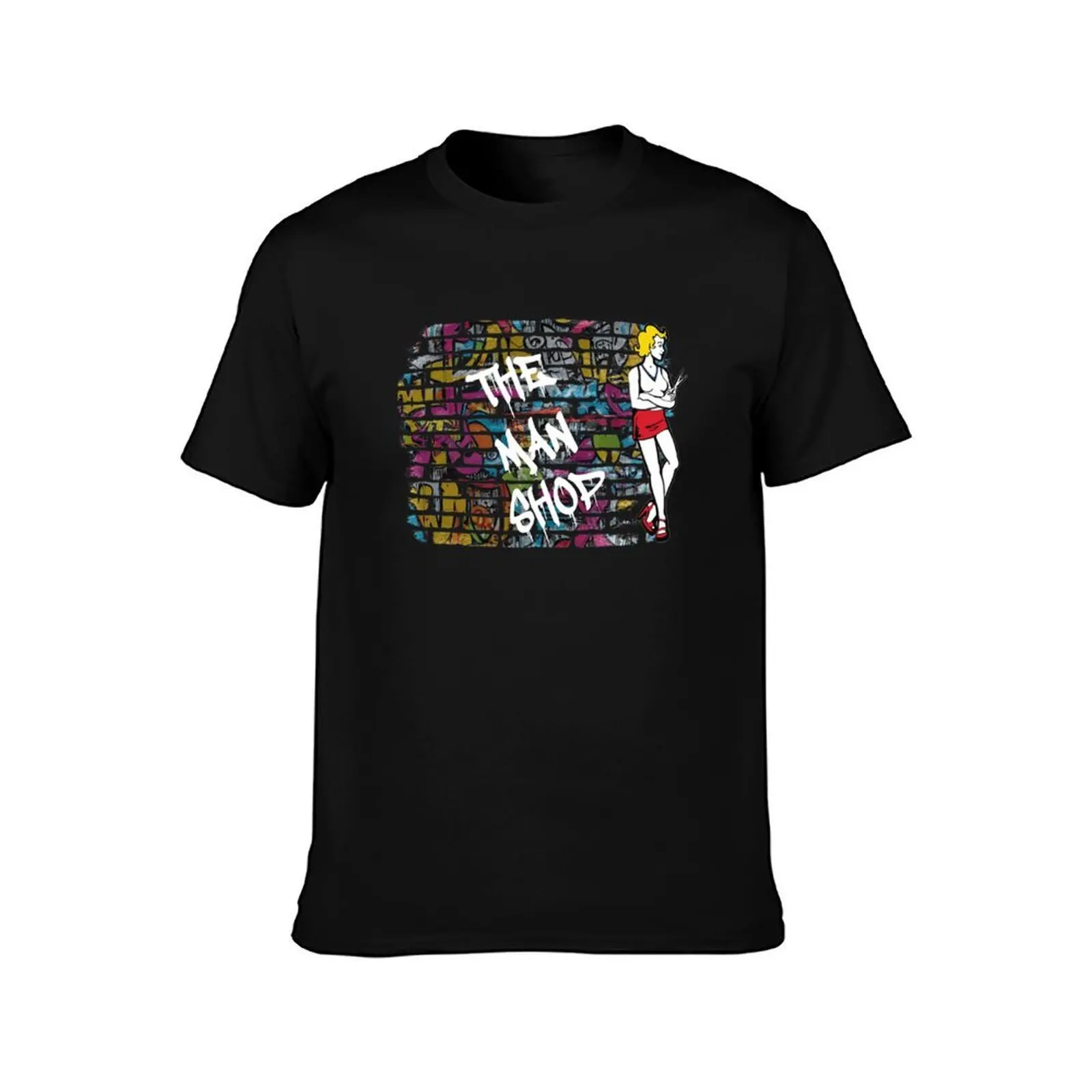 Man Shop Brick Wall T-Shirt Summer Casual Cotton Tee Oversized Streetwear Tops Vintage Graphic Print Loose Fit Short Sleeve