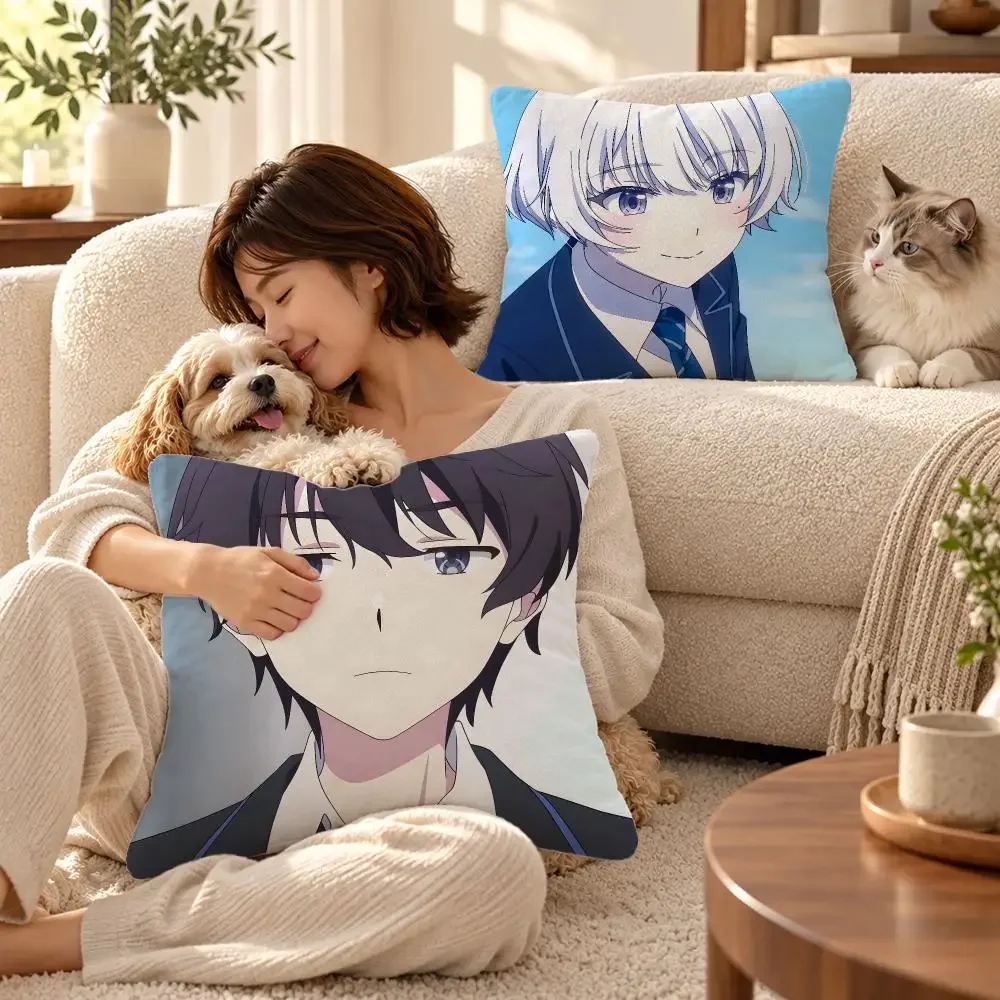 Anime Chitose Is in the Ramune Bottle Cushion Cover ShortPlush Cushion Cover Pillowcase Home Decor for Sofa Bedroom Holiday Gift
