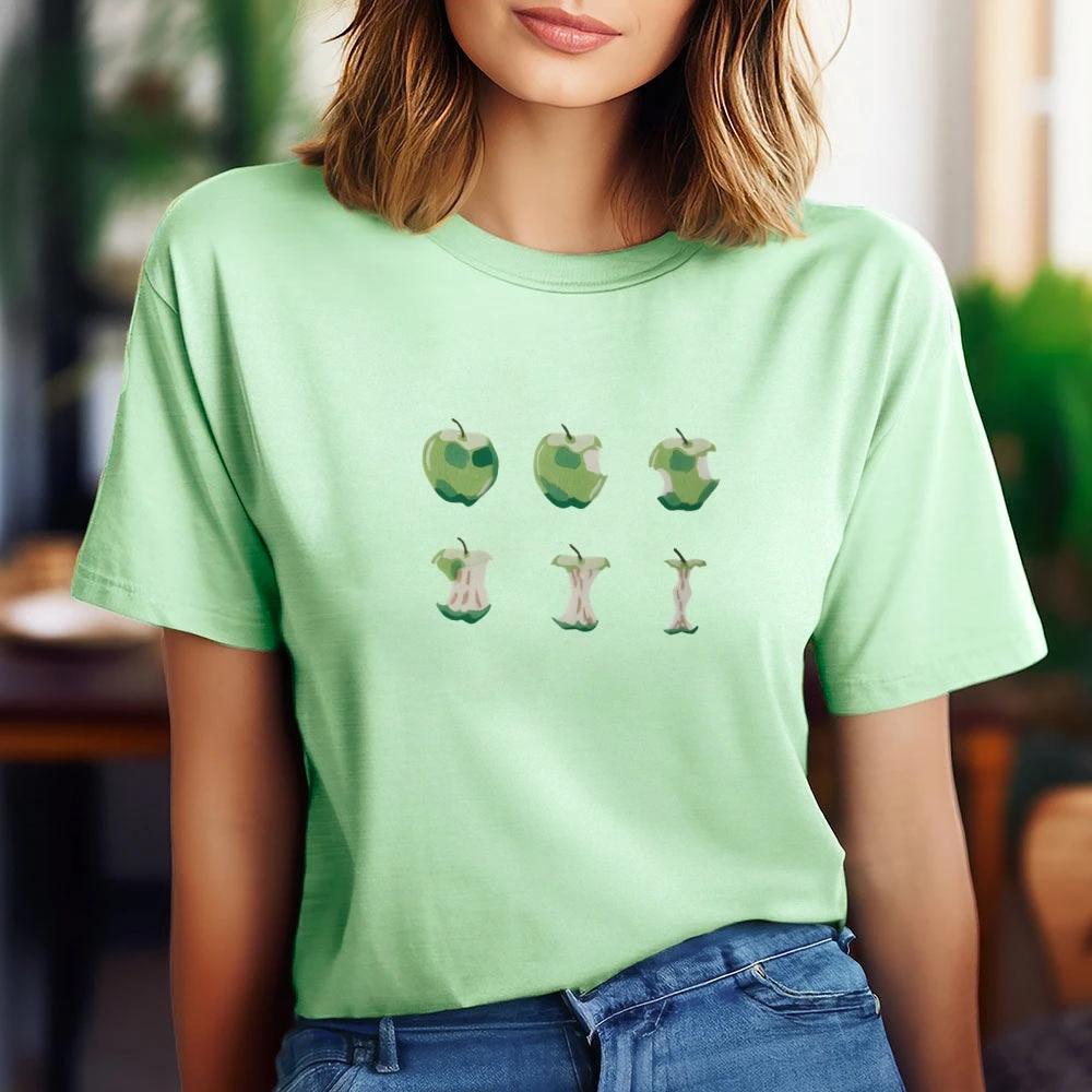 

Colorful Vintage Y2K T-Shirt Women Cotton Graphic Street Style Loose Fit Short Sleeve Essential Top Chic Look Small Green Apple