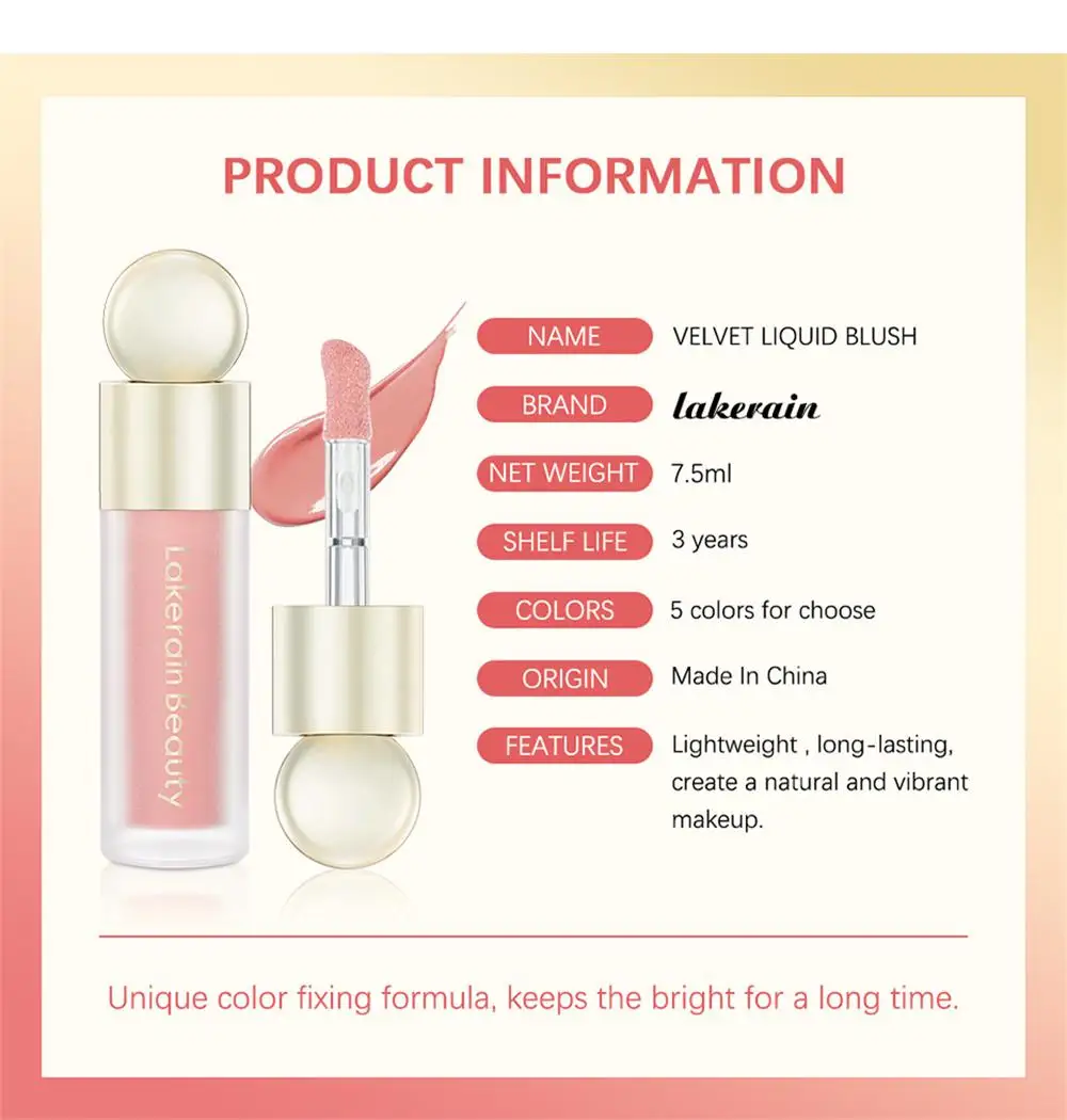 Blush Stick liquido con cuscino contorno liquido naturale per il viso fard Pigment Lasting Cheek Tint Cream Blush Makeup