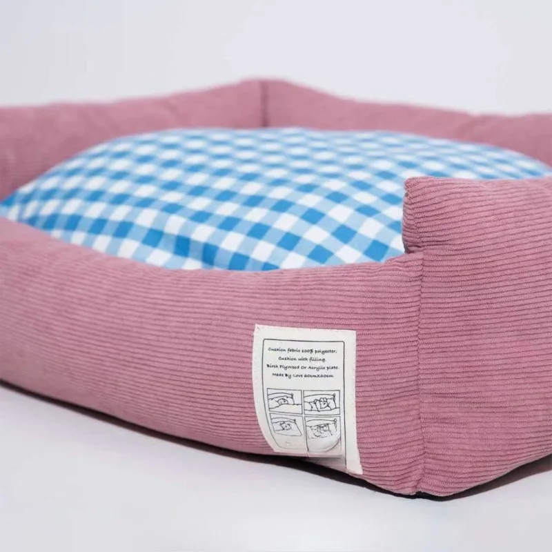 Plaid corduroy pet nest warm cat litter kennel removable and washable inner core universal in all seasons