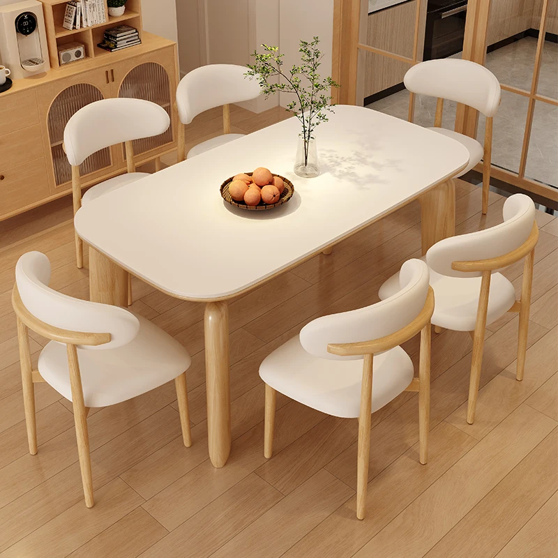 Waterproof Wooden Dining Table Stand Study Unique Luxury Restaurant Dining Table White Rectangular Mesas Comedor Home Furniture