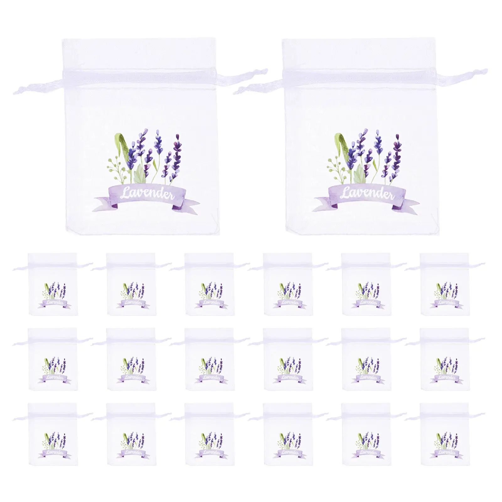 30Pcs Breathable Drawstring Sachet Bags Empty Linen Mesh Organza White 3.5x2.7 Inch Reusable Lavender Bags for Closet Wardrobe