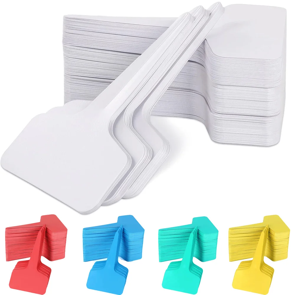 100Pcs PVC Plant Tags T Type Marker Nursery Garden Label Seedling Tray Pots Decoration Garden Labels for Outdoor Indoor Nursery