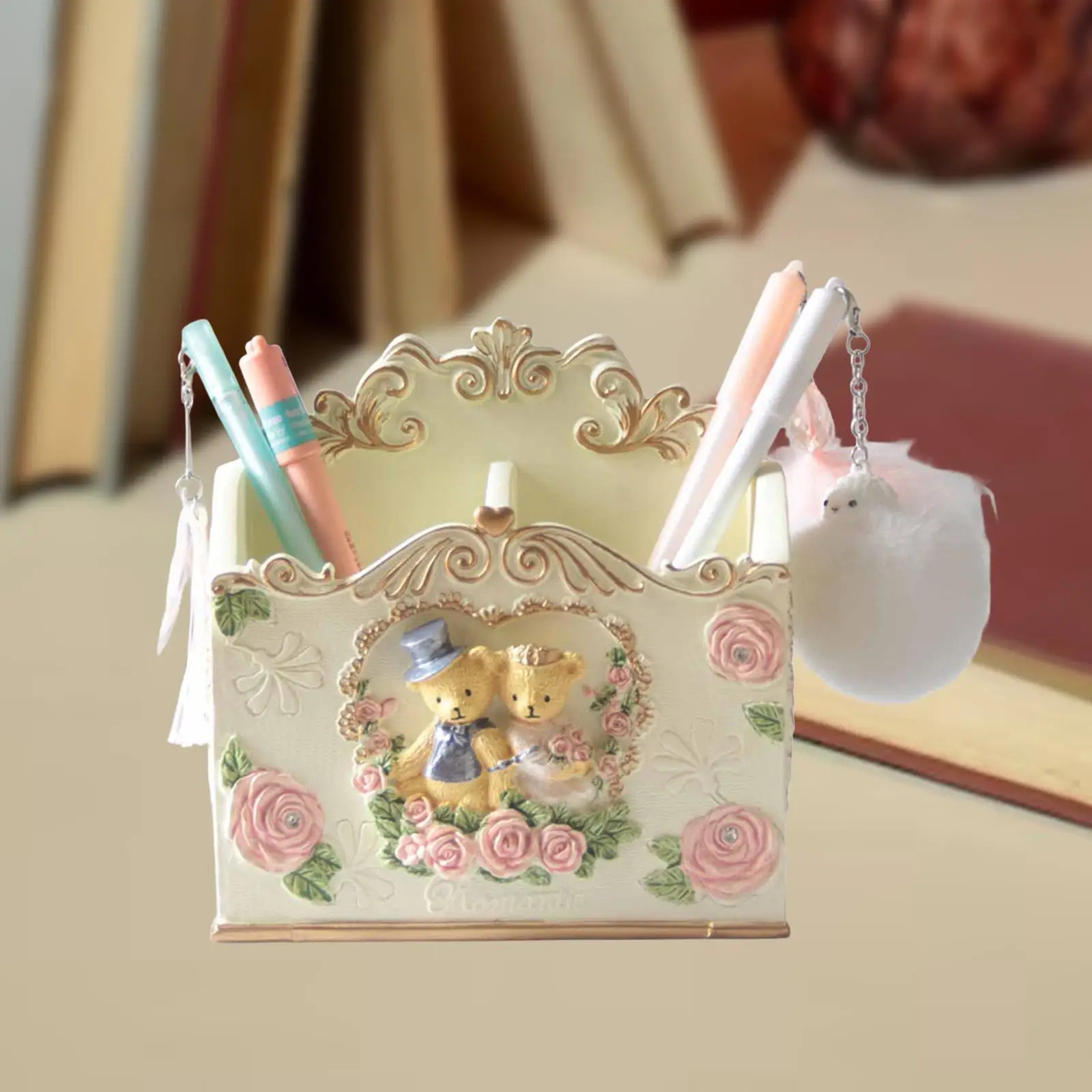 

Bear Pen Holder Marker Makeup Brush Holder Desktop Organizer Lovely for Classroom Desktop Decoration Accessories Birthday Gift