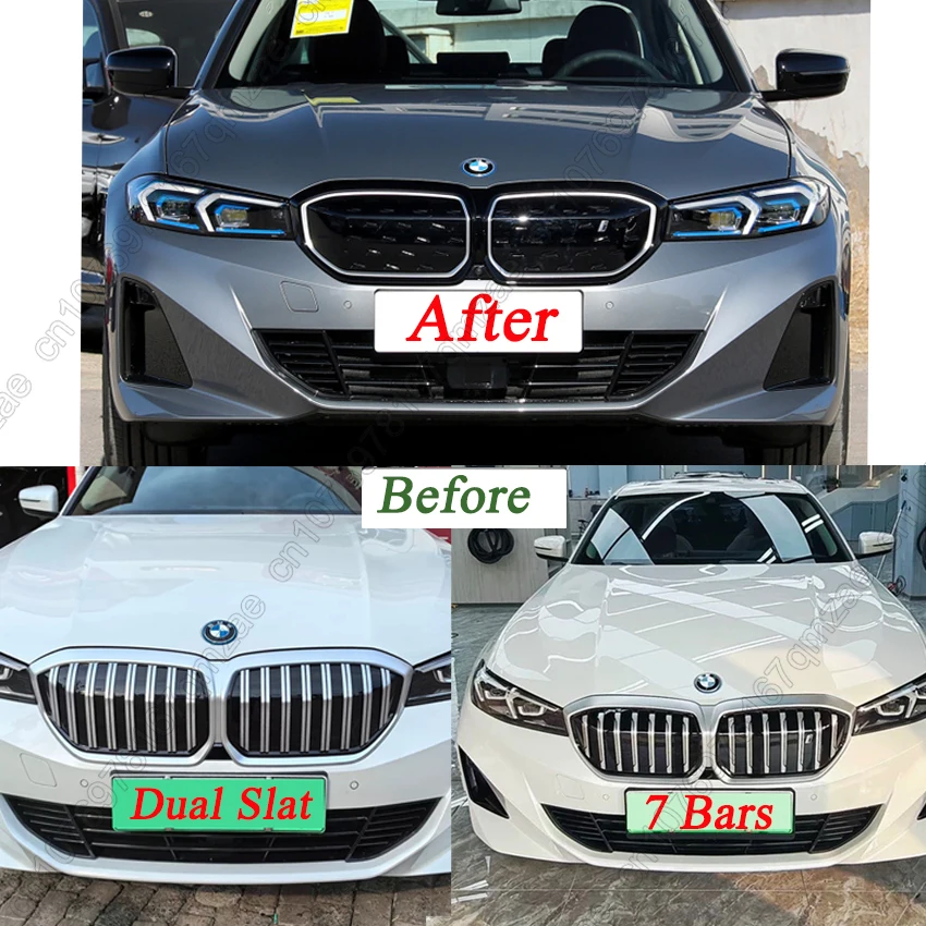 Car Front Bumper Replacement Single/Dual Slat Paste Style Grill Grille For BMW i3 Electric 2022-2024 Racing Grill Tuning Kits