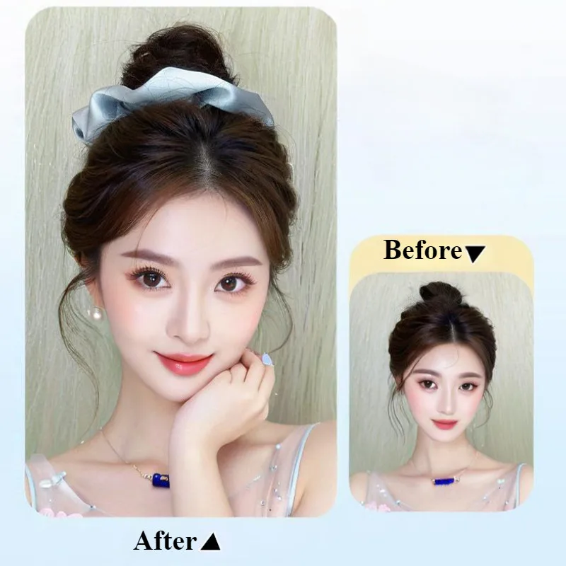 الاصطناعية Chignon 18 سنتيمتر الكورية نمط زهرة برعم كعكة الشعر المرأة مزاجه أنيقة رقيق شعر مستعار كليب