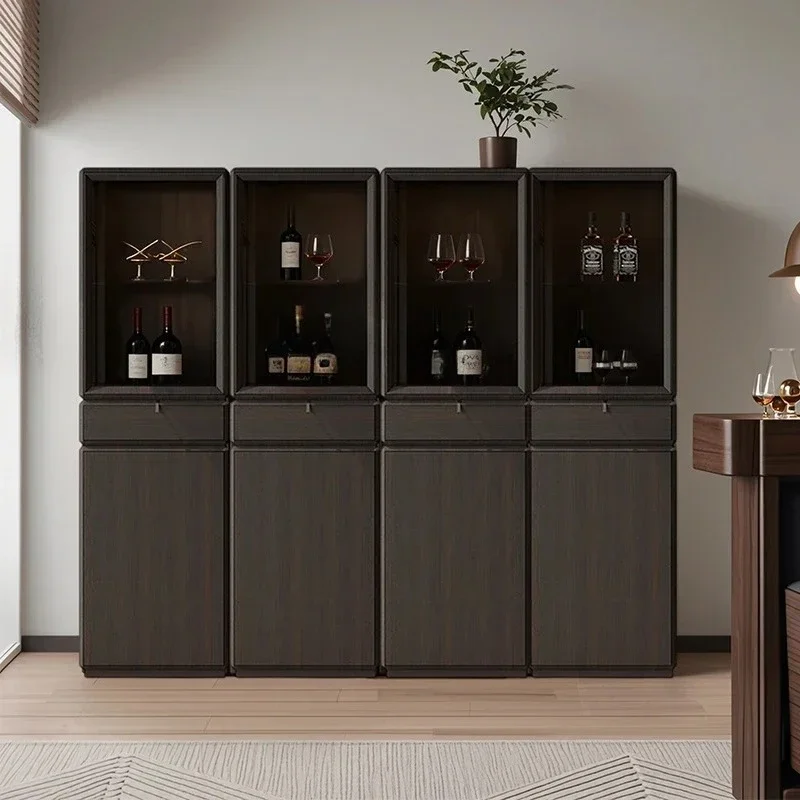 Italian style, solid wood wine cabinet, living room side cabinet storage, modern storage, study rotating bookshelf shelf9338