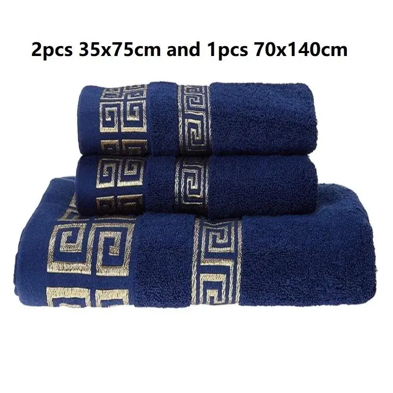 Set of 3 Cotton Towel Set Bathroom Geometric Pattern Bath Towel For Adults Face Hand Towels Terry Washcloth Travel Sport Towels