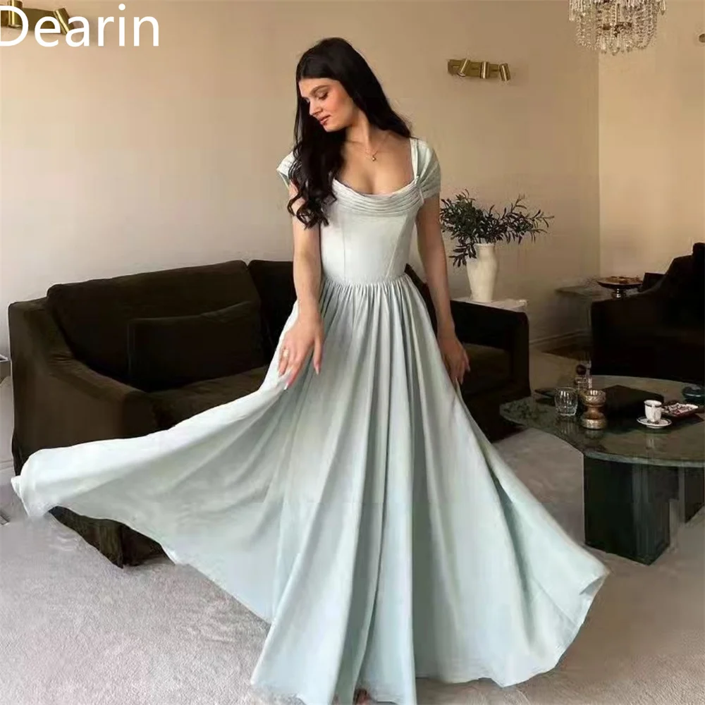 

Customized Saudi Arabia Dearin Asymmetrical A-line Floor Length Skirts Draped Shirred Bespoke Occasion Dresses Evening Gown Form