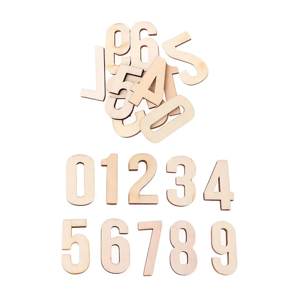 10x زخرفة أرقام عربية خشبية غير مكتملة لحرف الأطفال #4
