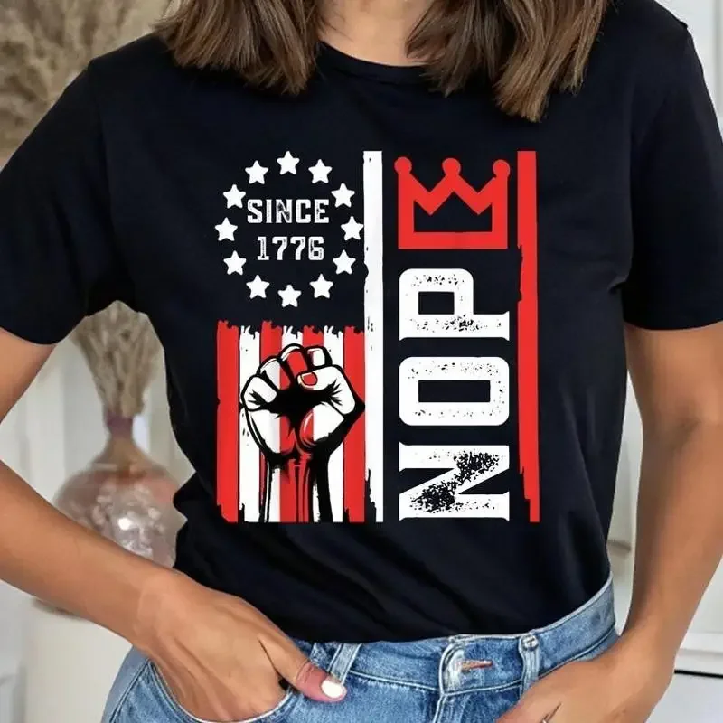 Retro No Kings Nope Protest Sign Horizontal T Shirt Rejecting Since 1776