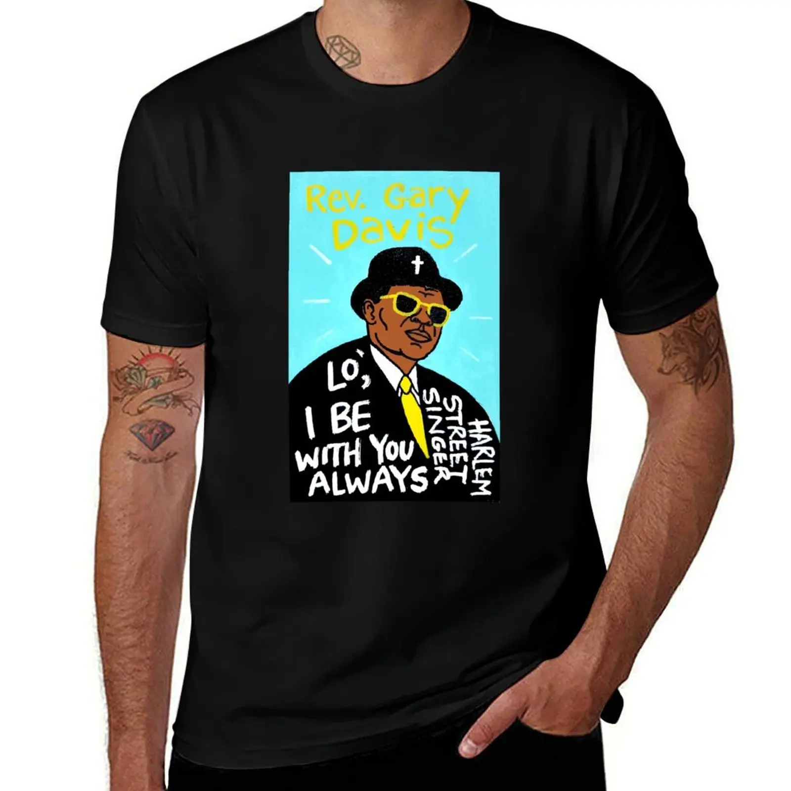 Rev. Gary Davis Blues Folk Art T-Shirt Work Wear Short Sleeve T-Shirt