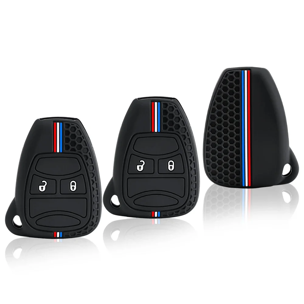 For JEEP Commander Grand Cherokee Liberty Wrangler Compass Patriot 2 Buttons Silicone Car Key Cover Case Skin Protector Keychain