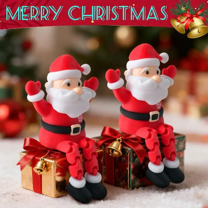 Santa Claus Figurine Sitting Dangling Leg Design Christmas Desktop Edge Ornament Festive Tabletop Decor Holiday Gift Xmas